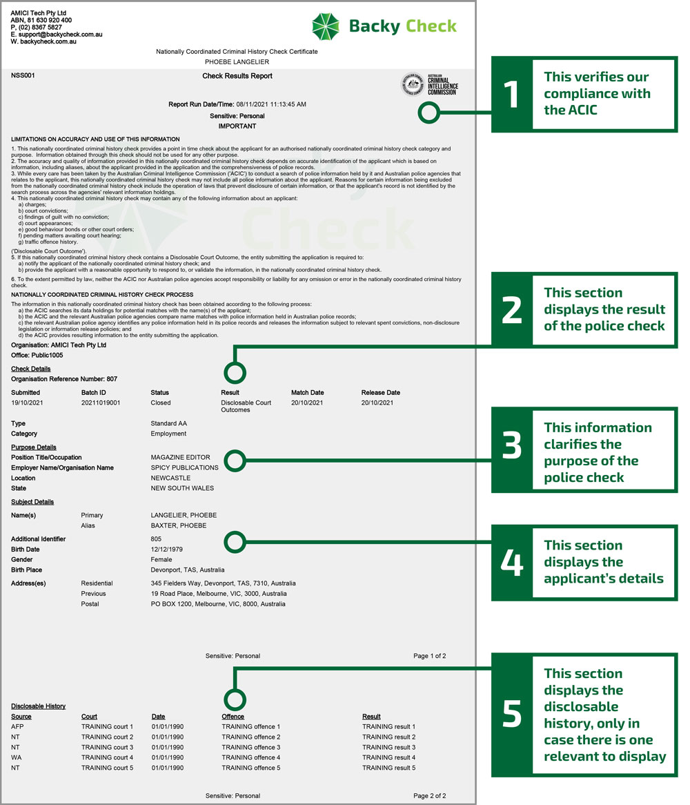 Police Check Report Sample - Backy Check